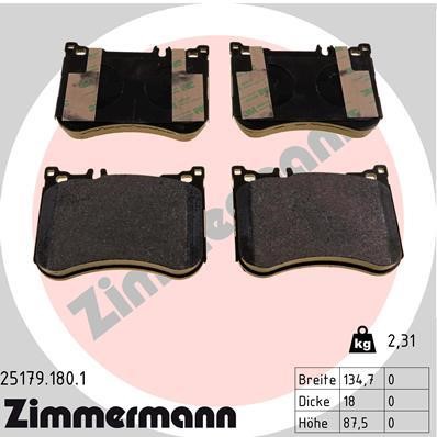 Otto Zimmermann 25179.180.1 Brake pad set 251791801 251791801 Otto Zimmermann Brake pad set