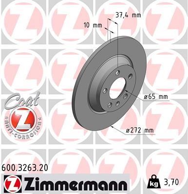 Otto Zimmermann 600.3263.20 Rear brake disc, non-ventilated 600326320