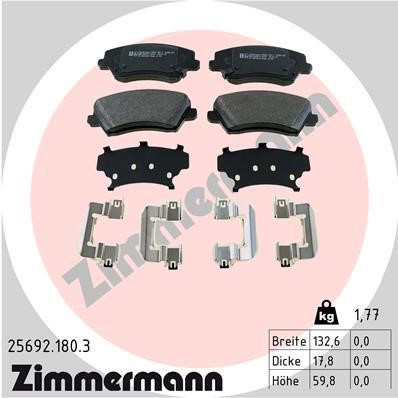Otto Zimmermann 25692.180.3 Brake Pad Set, disc brake 256921803