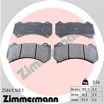Otto Zimmermann 25849.160.1 Brake Pad Set, disc brake 258491601