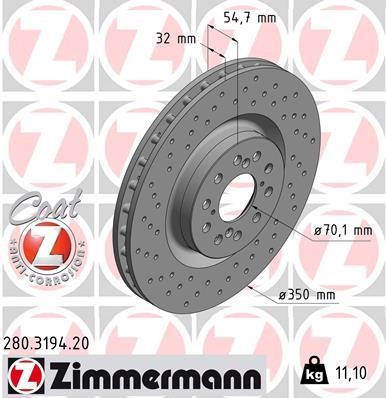 Otto Zimmermann 280.3194.20 Front brake disc ventilated 280319420