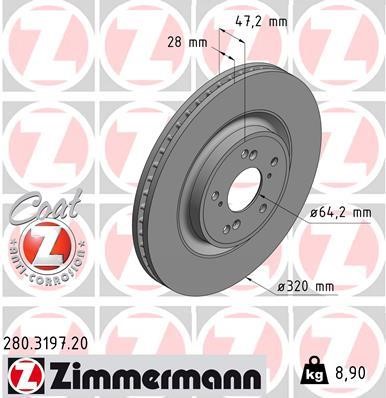Otto Zimmermann 280.3197.20 Front brake disc ventilated 280319720