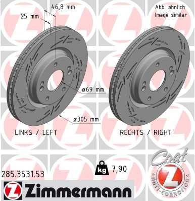 Otto Zimmermann 285.3531.53 Front brake disc ventilated 285353153