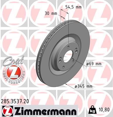 Otto Zimmermann 285.3537.20 Front brake disc ventilated 285353720