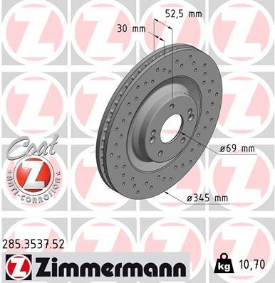 Otto Zimmermann 285.3537.52 Front brake disc ventilated 285353752