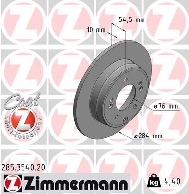 Otto Zimmermann 285.3540.20 Rear brake disc, non-ventilated 285354020