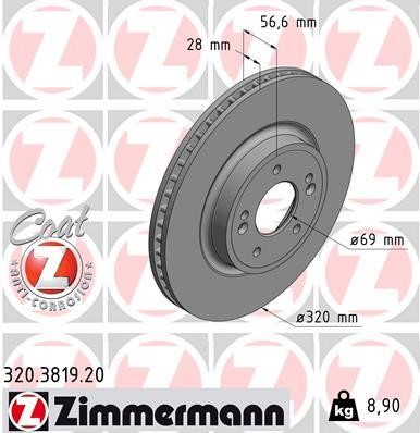 Otto Zimmermann 320.3819.20 Front brake disc ventilated 320381920