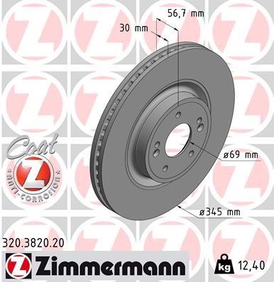 Otto Zimmermann 320.3820.20 Front brake disc ventilated 320382020