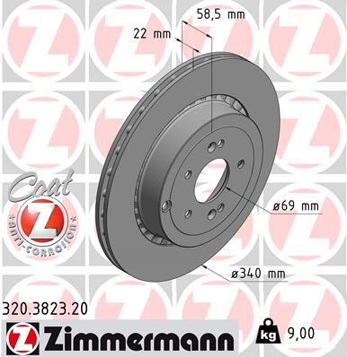 Otto Zimmermann 320.3823.20 Rear ventilated brake disc 320382320