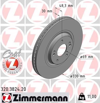 Otto Zimmermann 320.3824.20 Front brake disc ventilated 320382420