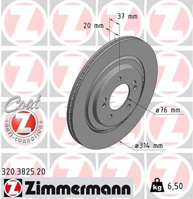 Otto Zimmermann 320.3825.20 Rear ventilated brake disc 320382520