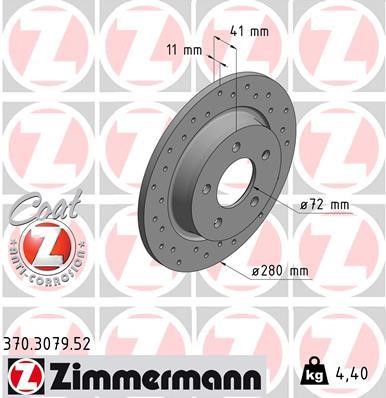 Otto Zimmermann 370.3079.52 Rear brake disc, non-ventilated 370307952