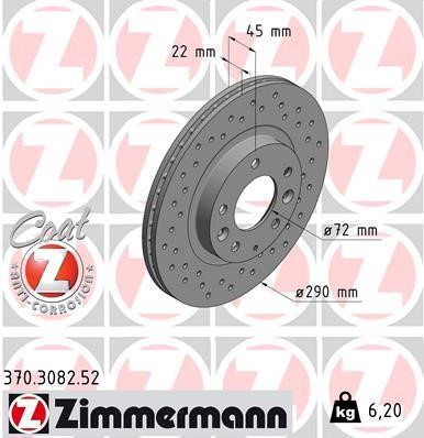 Otto Zimmermann 370.3082.52 Brake disc 370308252 370308252 Otto Zimmermann Brake disc