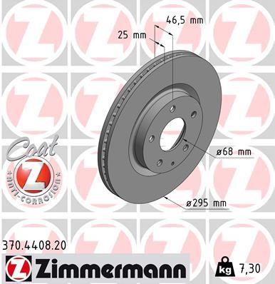 Otto Zimmermann 370.4408.20 Front brake disc ventilated 370440820