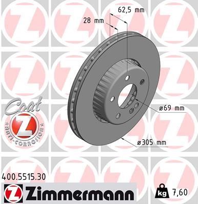 Otto Zimmermann 400.5515.30 Front brake disc ventilated 400551530