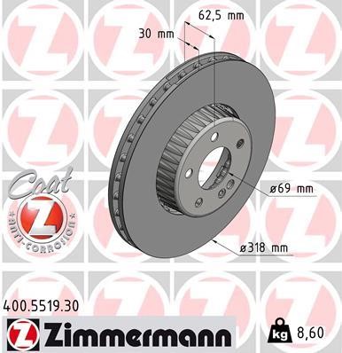 Otto Zimmermann 400.5519.30 Front brake disc ventilated 400551930
