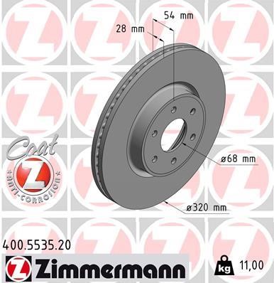 Otto Zimmermann 400.5535.20 Front brake disc ventilated 400553520