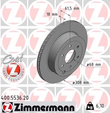Otto Zimmermann 400.5536.20 Rear ventilated brake disc 400553620