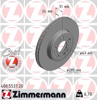 Otto Zimmermann 400.5537.20 Front brake disc ventilated 400553720