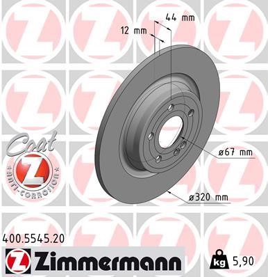 Otto Zimmermann 400.5545.20 Rear brake disc, non-ventilated 400554520