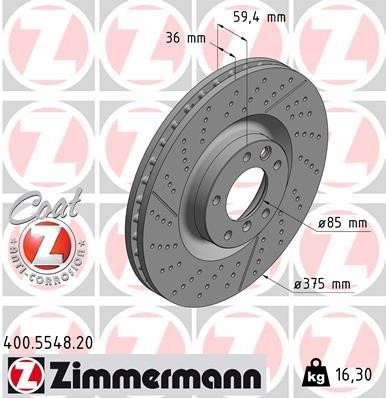 Otto Zimmermann 400.5548.20 Front brake disc ventilated 400554820