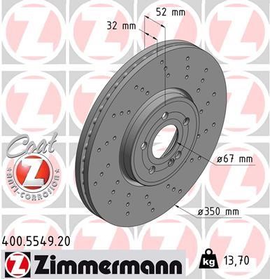 Otto Zimmermann 400.5549.20 Front brake disc ventilated 400554920