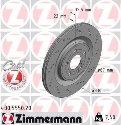 Otto Zimmermann 400.5550.20 Rear ventilated brake disc 400555020