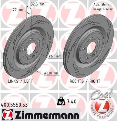 Otto Zimmermann 400.5550.53 Rear ventilated brake disc 400555053