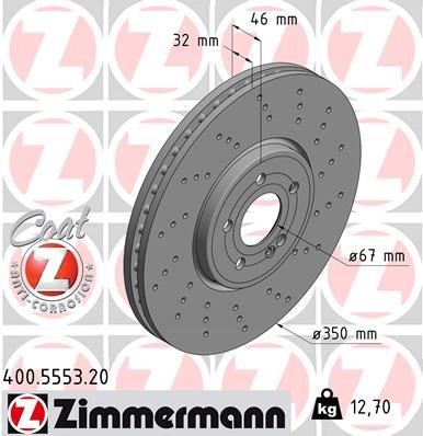 Otto Zimmermann 400.5553.20 Front brake disc ventilated 400555320