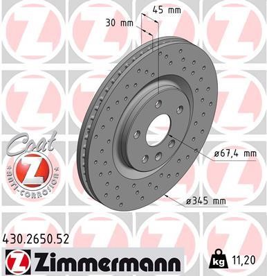 Otto Zimmermann 430.2650.52 Front brake disc ventilated 430265052