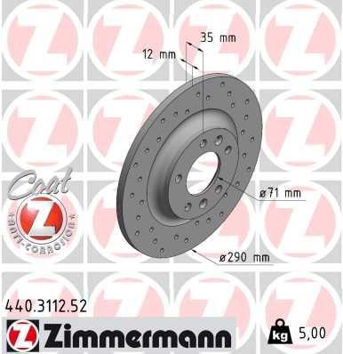 Otto Zimmermann 440.3112.52 Rear brake disc, non-ventilated 440311252
