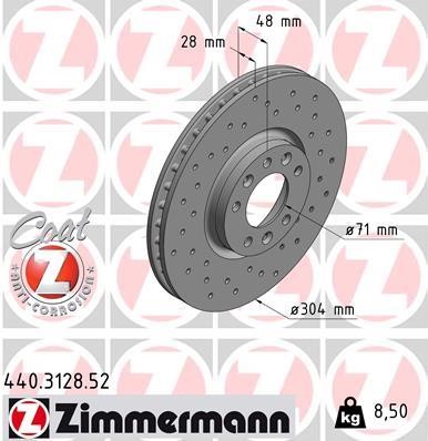 Otto Zimmermann 440.3128.52 Front brake disc ventilated 440312852