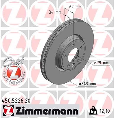 Otto Zimmermann 450.5226.20 Front brake disc ventilated 450522620