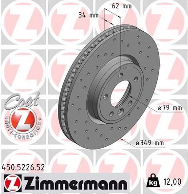 Otto Zimmermann 450.5226.52 Front brake disc ventilated 450522652
