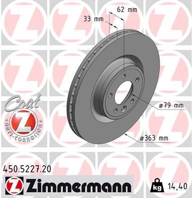 Otto Zimmermann 450.5227.20 Front brake disc ventilated 450522720