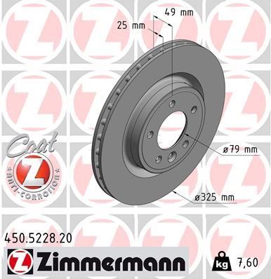 Otto Zimmermann 450.5228.20 Rear ventilated brake disc 450522820