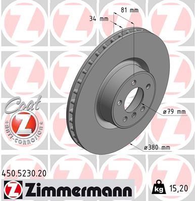 Otto Zimmermann 450.5230.20 Front brake disc ventilated 450523020