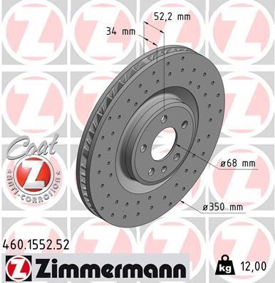 Otto Zimmermann 460.1553.52 Front right ventilated brake disc 460155352