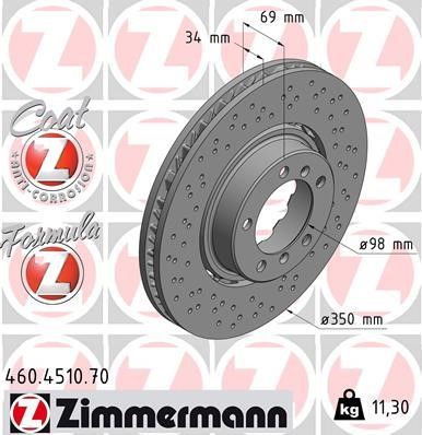 Otto Zimmermann 460.4510.70 Ventilated front left brake disc 460451070