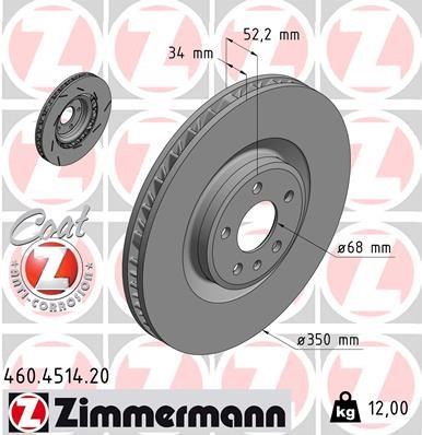 Otto Zimmermann 460.4514.20 Ventilated front left brake disc 460451420
