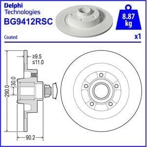 Brake discs Renault Espace: BG9412RSC Delphi Brake disk