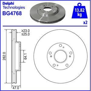 Delphi BG4768 Front brake disc ventilated BG4768