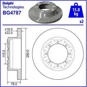 Delphi BG4787 Rear ventilated brake disc BG4787