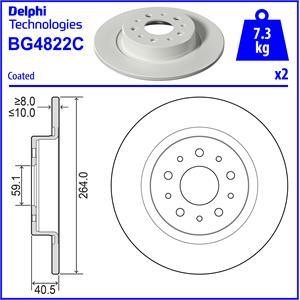 Delphi BG4822C Rear brake disc, non-ventilated BG4822C