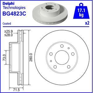 Delphi BG4823C Front brake disc ventilated BG4823C