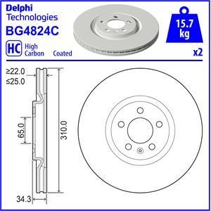 Delphi BG4824C Front brake disc ventilated BG4824C