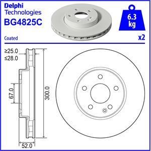 Delphi BG4825C Front brake disc ventilated BG4825C