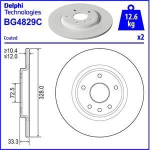 Delphi BG4829C Rear brake disc, non-ventilated BG4829C