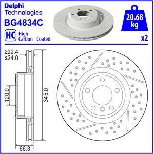 Delphi BG4834C Rear ventilated brake disc BG4834C