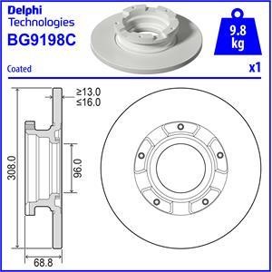 Delphi BG9198C Rear brake disc, non-ventilated BG9198C
